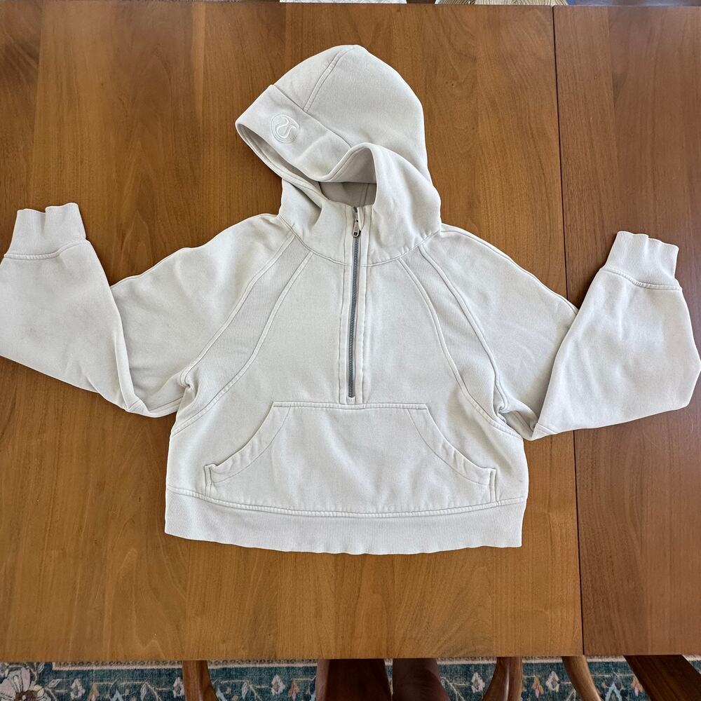 Lululemon Scuba Oversized Half-Zip Hoodie Heathered Bone White Size XS/S